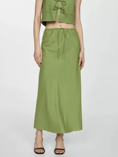 Mango Lago Linen Blend Maxi Skirt - Green - Female
