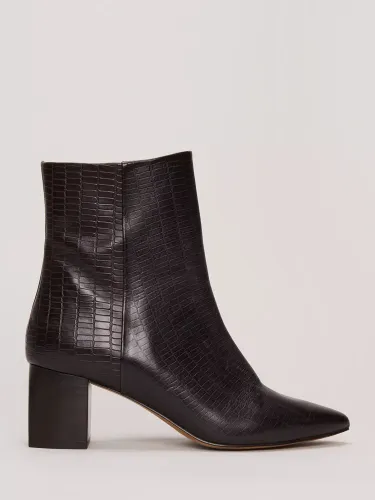Mango Leather Ankle Boots, Black - Brown - Female