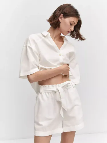 Mango Lina Linen Blend Shorts, White - White - Female