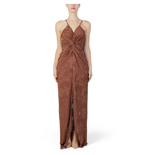 Mango , Long Dress for Women ,Brown female, Sizes: