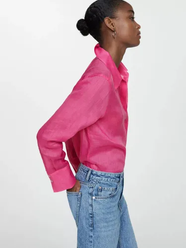 Mango Long Sleeve Satin Shirt - Pink - Female