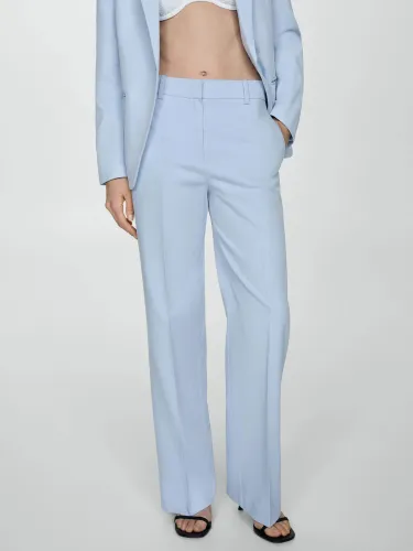 Mango Malaga Lyocell Suit Trousers, Pastel Blue - Pastel Blue - Female