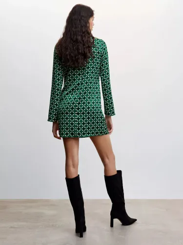 Mango Martin Geometric Print Mini Dress, Green/Multi - Green/Multi - Female