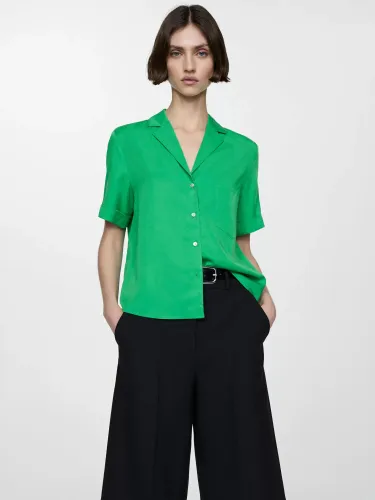 Mango Moma Lyocell Shirt, Green - Green - Female