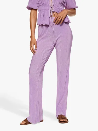 Mango Monica Crinkle Texture Trousers, Pastel Purple - Pastel Purple - Female