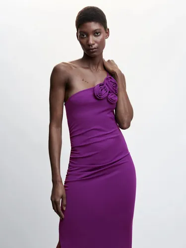 Mango One Shoulder Midi Dress, Purple - Purple - Female