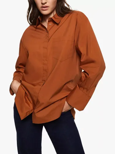Mango Overisized Cotton Poplin Shirt - Rust - Female