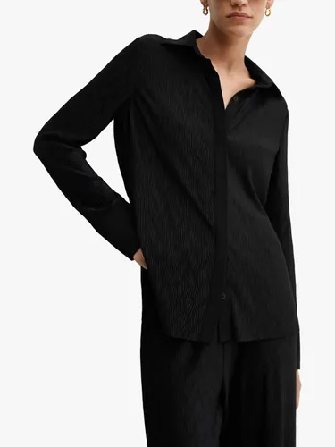 Mango Pili Textured Button Shirt - Black - Female