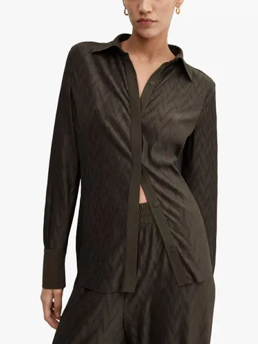 Mango Pili Textured Button Shirt - Khaki - Female