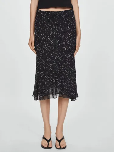 Mango Polka Dot Midi Skirt, Black - Black - Female