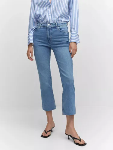 Mango Sienna Crop Flared Jeans, Blue - Blue - Female
