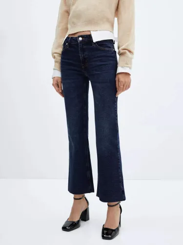 Mango Sienna Cropped Flared Jeans - Open Blue - Female
