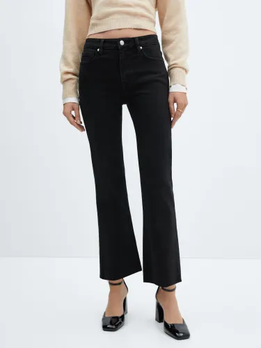 Mango Sienna Cropped Flared Jeans, Open Grey - Open Grey - Female