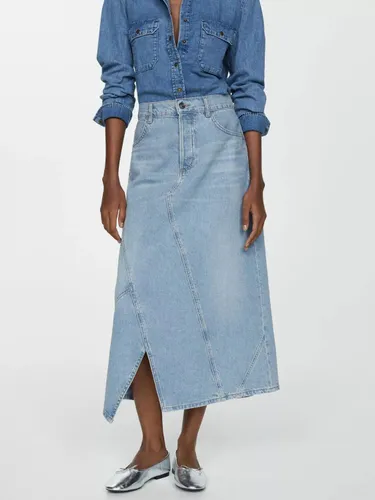 Mango Zendaya Cotton Midi Skirt, Open Blue - Open Blue - Female
