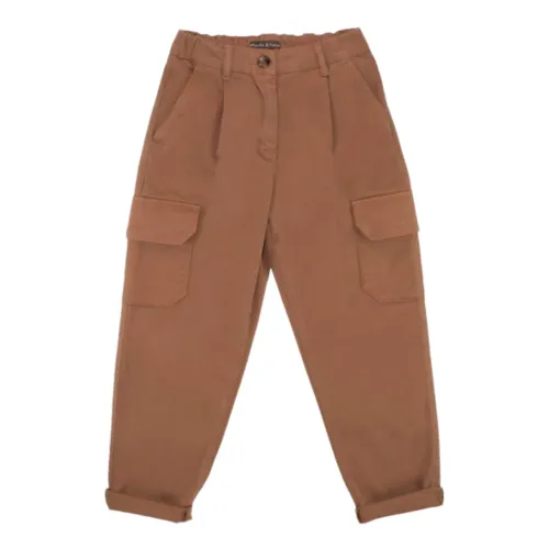 Manila Grace , Brown Trousers with Removable Belt ,Brown female, Sizes: