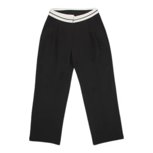 Manila Grace , Classic Black Trousers with Contrast Waistband ,Black female, Sizes:
