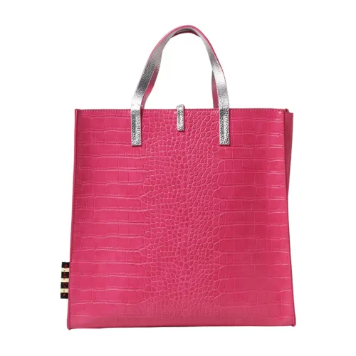 Manila Grace , Crocodile Print Shoulder Bag ,Pink female, Sizes: ONE SIZE