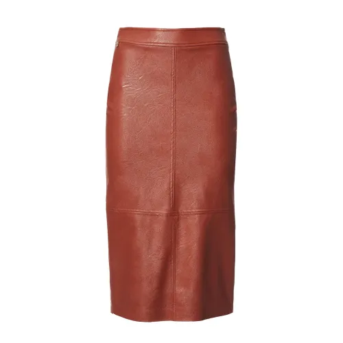 Manila Grace , Elegant Longuette Skirt ,Brown female, Sizes: