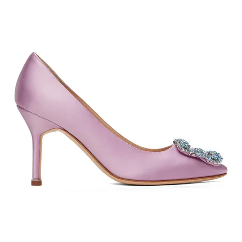 Manolo Blahnik , Pink Silk Satin Almond Toe Pumps ,Pink female, Sizes: