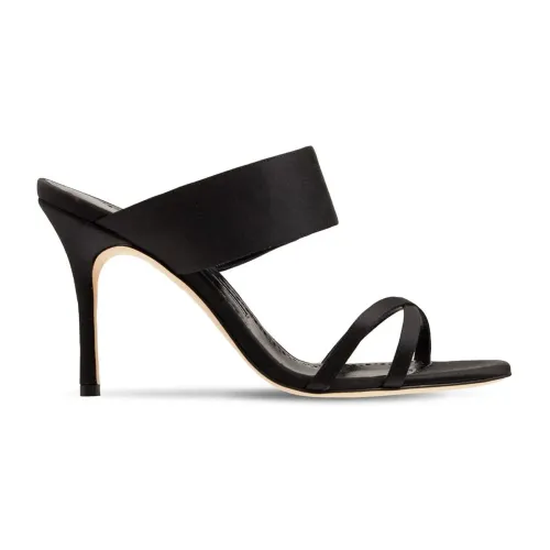 Manolo Blahnik , Satin Sandals with 9cm Heel ,Black female, Sizes:
