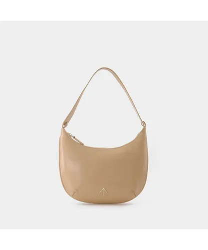 Manu Atelier Womens Mini Hobo Bag in Beige Leather - One Size