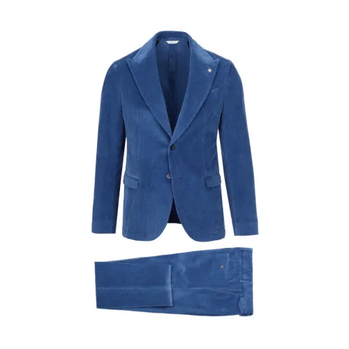 Manuel Ritz , Nuvola Single-breasted Suit ,Blue male, Sizes: