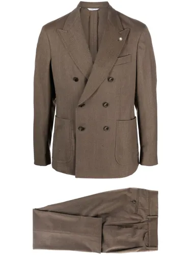 Manuel Ritz virgin-wool blend double-breasted suit - Brown