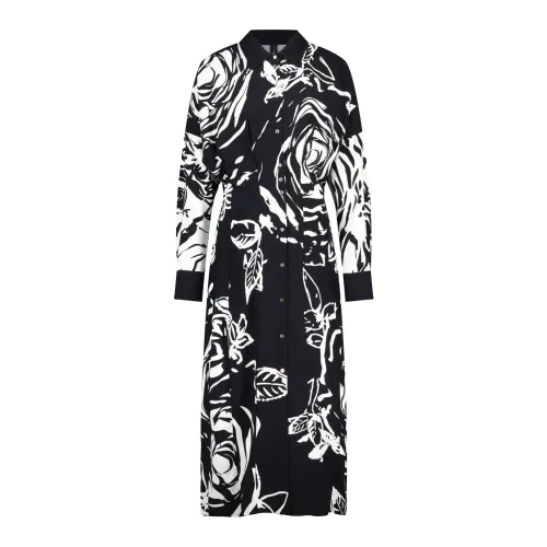 Marc Cain , Floral Print Shirt Dress ,Black female, Sizes: