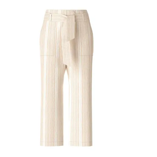 Marc Cain , Striped Linen Paperbag Pants ,Beige female, Sizes: