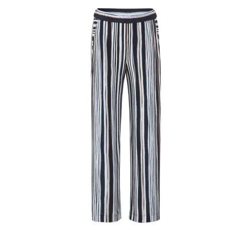 Marc Cain , Striped Midnight Blue Wide Leg Pants ,Multicolor female, Sizes: