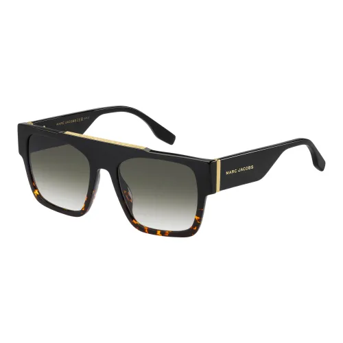 Marc Jacobs , Black Havana Green Shaded Sunglasses ,Brown male, Sizes: