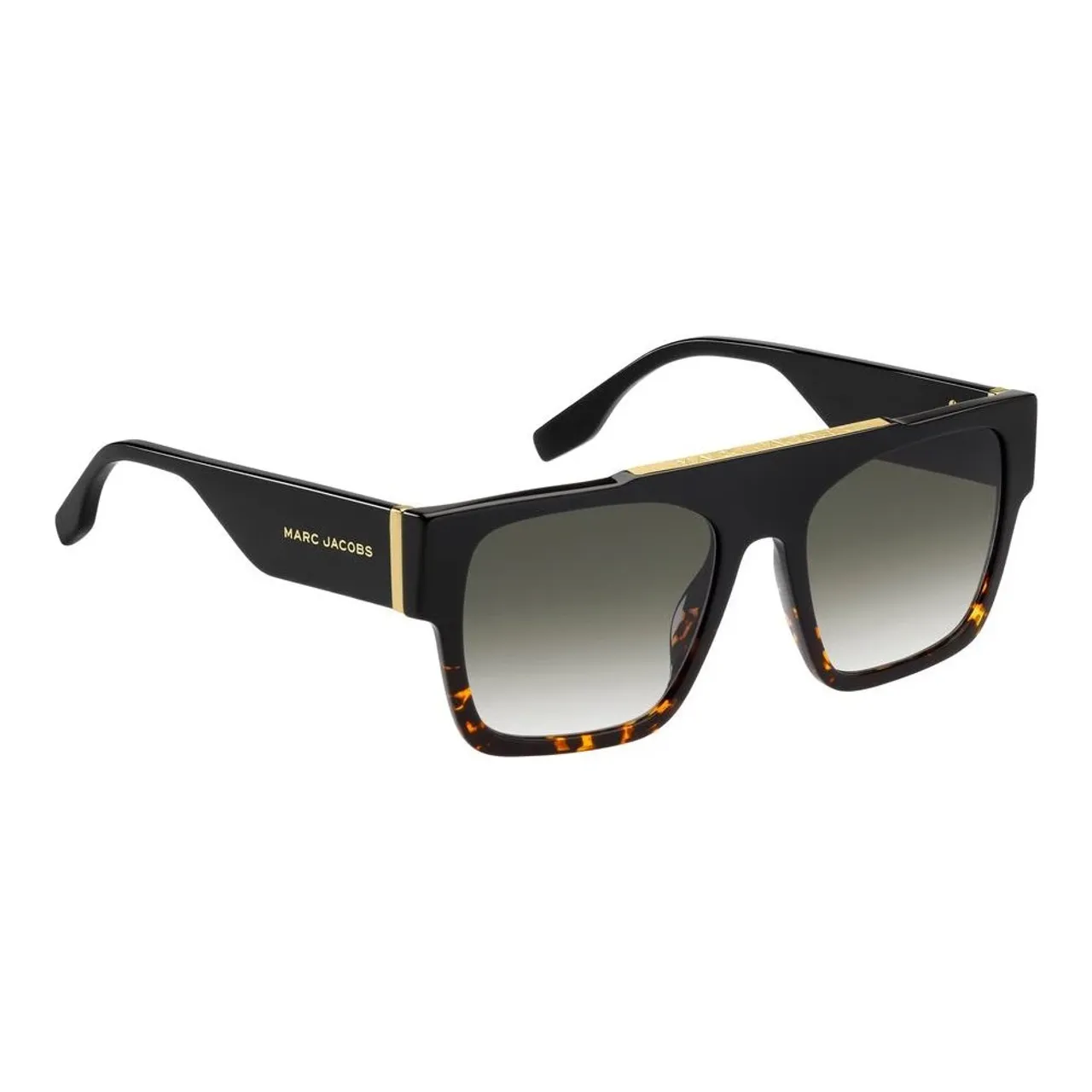 Marc Jacobs , Black Havana Green Shaded Sunglasses ,Brown male, Sizes: