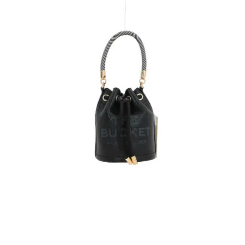 Marc Jacobs , Black Leather Bucket Bag with Gold Hardware ,Black female, Sizes: ONE SIZE