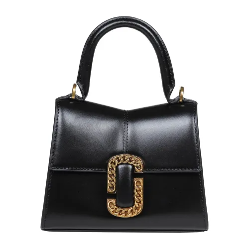 Marc Jacobs , Black Leather Handbag with Logo Buckle ,Black female, Sizes: ONE SIZE