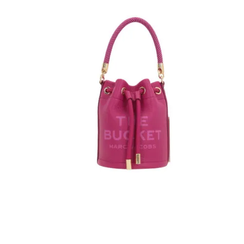 Marc Jacobs , Dark Pink Leather Bucket Bag with Gold Hardware ,Pink female, Sizes: ONE SIZE