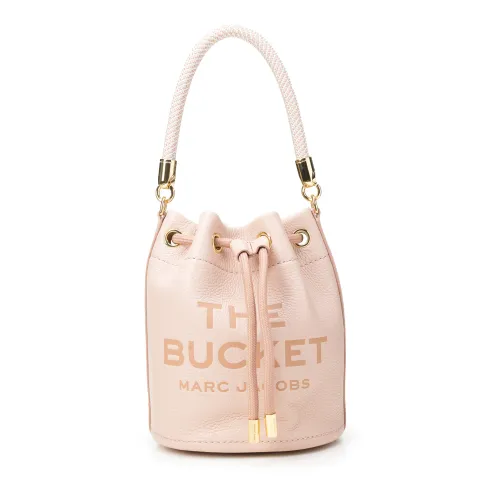 Marc Jacobs , Leather Bucket Bag with Textured Slogan ,Pink female, Sizes: ONE SIZE
