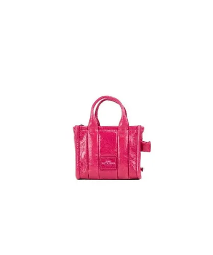 Marc Jacobs WoMens The Shiny Crinkle Micro Tote Magenta Leather Crossbody Bag Handbag - Pink - One Size
