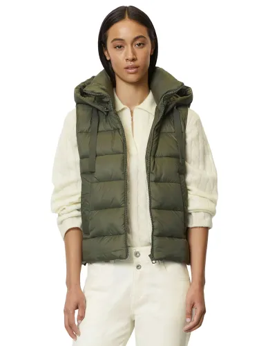 Marc O'Polo Hooded Puffer Quilt Gilet - Olive Crop - Female
