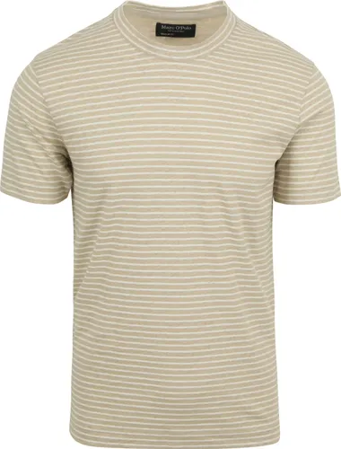 Marc O'Polo T-Shirt Linen Stripes Ecru Beige