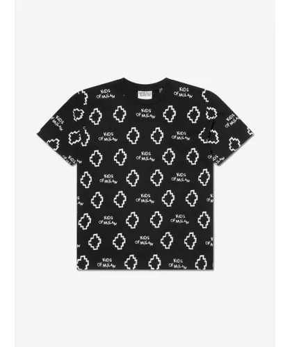 Marcelo Burlon Boys Cotton Short Sleeve Logo T-Shirt - Black