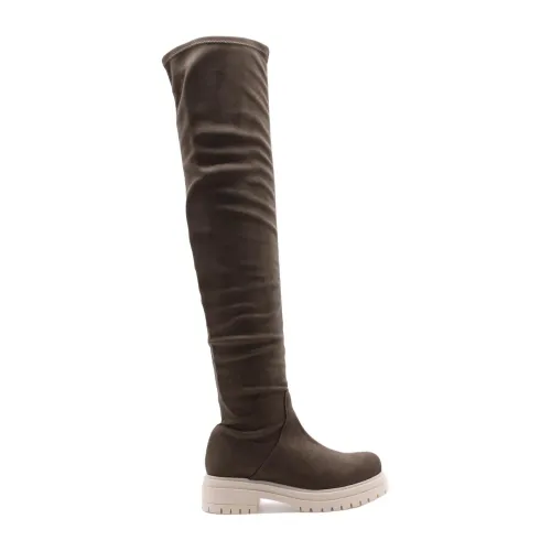 March23 , Over-knee Boots ,Beige female, Sizes: