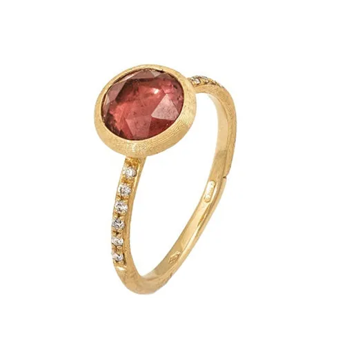 Marco Bicego Jaipur 18ct Yellow Gold Pink Tourmaline 0.09ct Diamond Ring - N