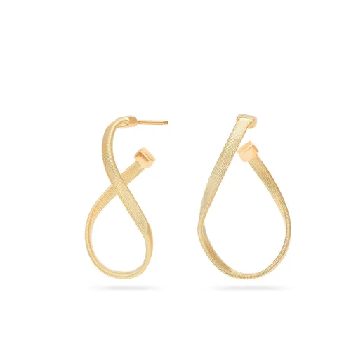 Marco Bicego Marrakech 18ct Yellow Gold Twisted Irregular Hoop Earrings Small