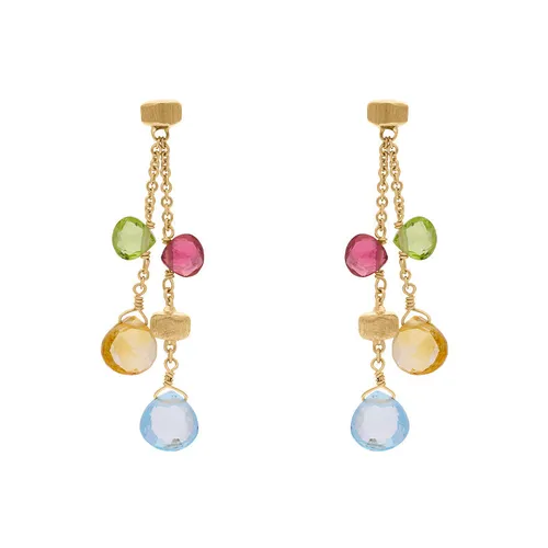 Marco Bicego Paradise 18ct Yellow Gold Mixed Stone Two Strand Drop Earrings - Yellow Gold