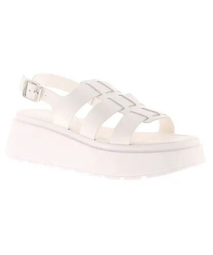 Marco Tozzi Womens Sandals Wedge Marin Leather Buckle white Leather (archived)