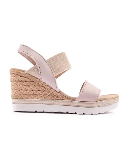 Marco Tozzi Womens Wedge Sandals - Pink Leather