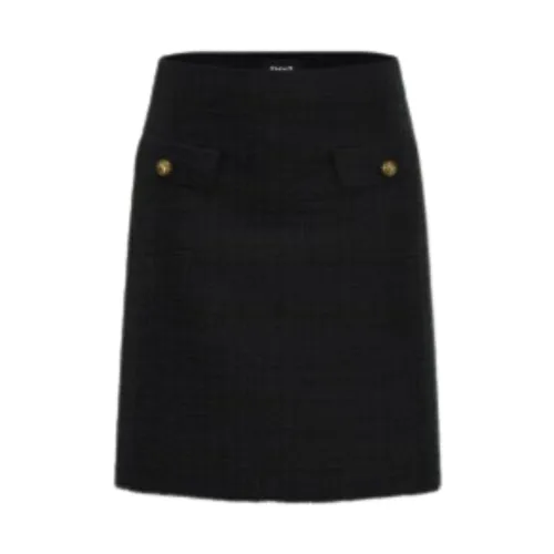 Marella , Women Fringed Wool Blend Skirt ,Black female, Sizes: