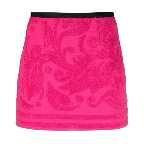 Marine Serre , Pink Jacquard Skirt ,Pink female, Sizes: