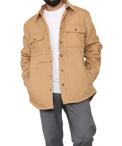 Marks & Spencer M&S Mens Borg Lined Shacket in Sand Canvas (archived)