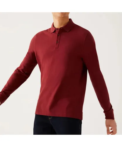 Marks & Spencer M&S Mens Polo in Burgundy Cotton